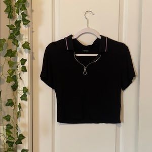 Black crop top w/ quarter zip